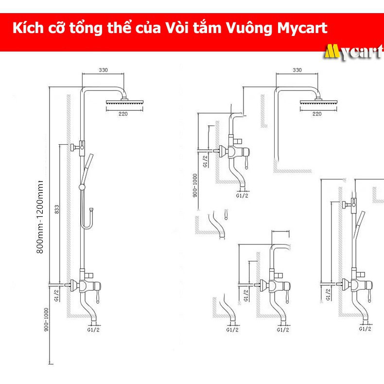 [HOT] - Bộ sen vòi tắm đứng nóng lạnh CAO CẤP Vuông xoay 360 độ 3 vòi No 2019