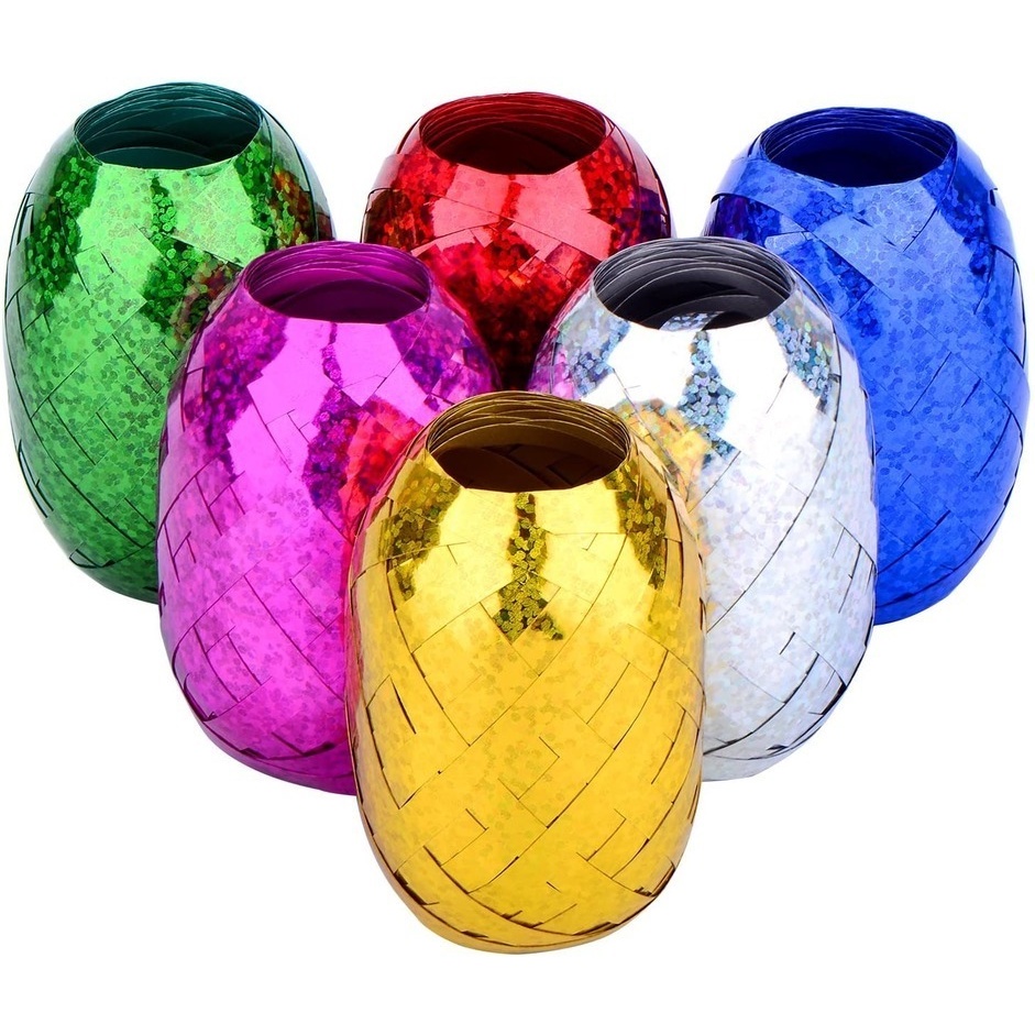 Set 6 cuộn dây ruy băng kim tuyến 10m * 0.5cm trang trí tiệc cưới