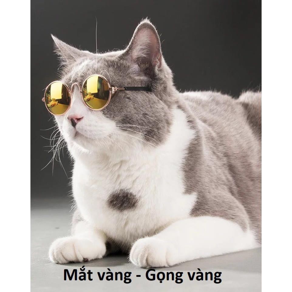 (One size) Kính chó mèo gọng vàng kính mát cho thú cưng chống tia UV