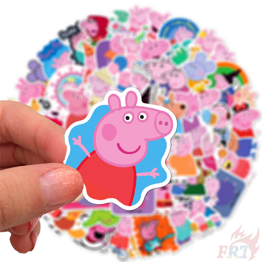 Bộ 100 miếng sticker hình nhân vật phim hoạt hình TV Peppa Pig Series A chống nước thời trang tự thiết kế