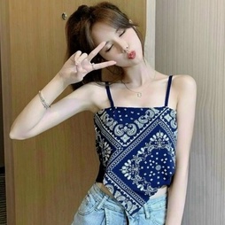 Áo 2 dây thổ cẩm 2 lớp kèm mút cực xinh , chất thun bozip dày dặn