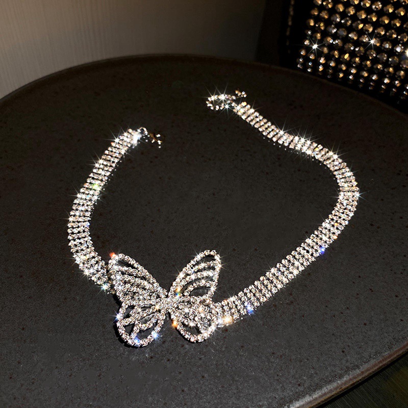 Vòng cổ choker mặt hình bướm đính đá thời trang cho nữ