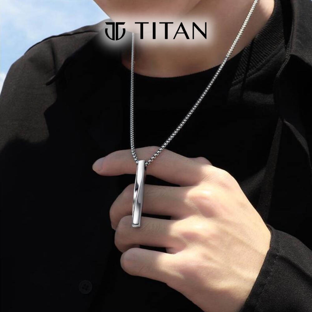 Dây Chuyền Nam Nữ Thời Trang, Vòng Cổ Unisex Thanh Xoắn HipHop Màu Đẹp Như Bạc 925 Dạng Khối Khắc Được Tên TITAN SHOP