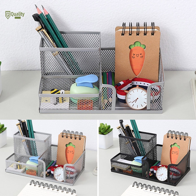 Hộp lưới kim loại đựng bút viết để bàn tiện lợi cho văn phòng