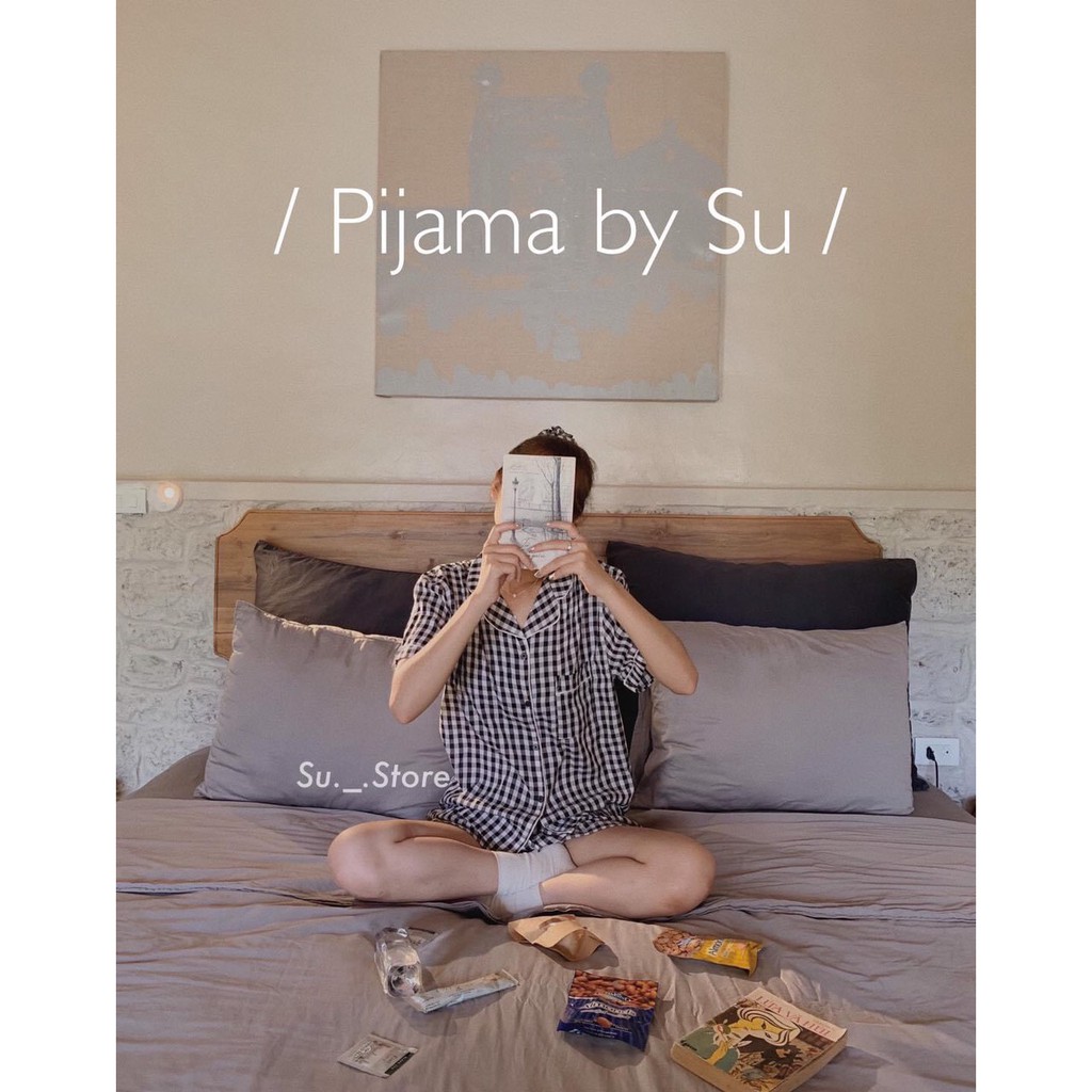 Bộ ngủ mặc nhà kẻ Caro Freesize siêu thoải mái cho các nàng (tặng kèm chun cột tóc) | BigBuy360 - bigbuy360.vn