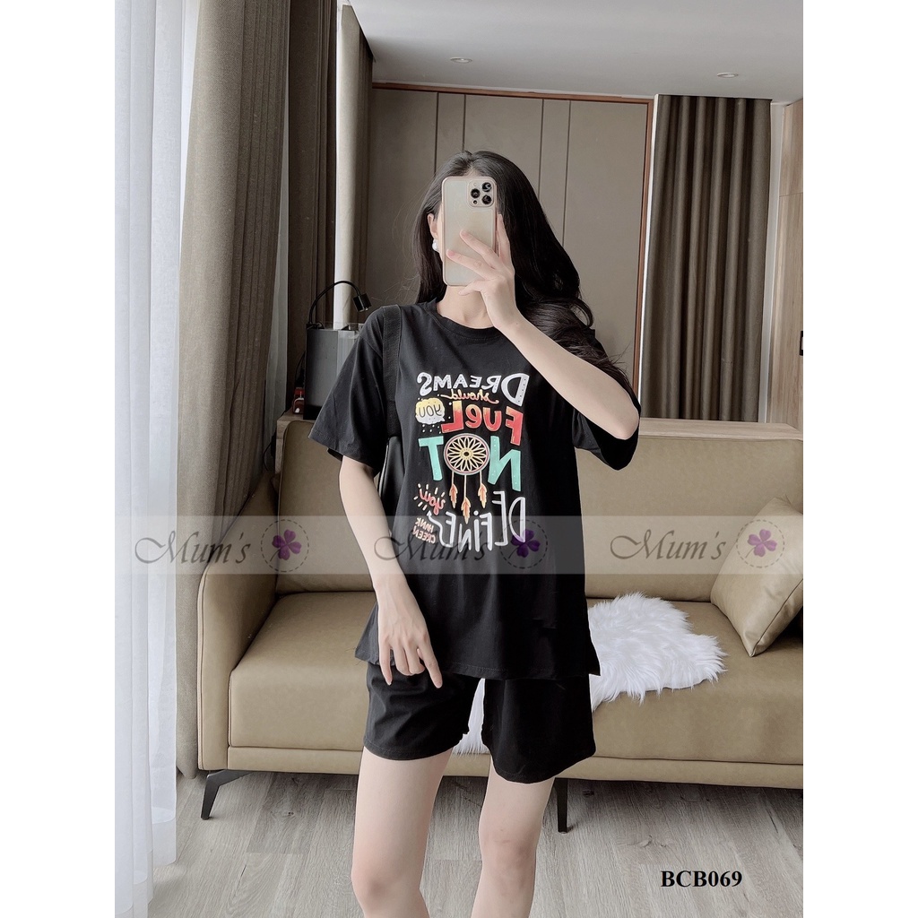 ĐỒ BỘ BẦU FREESHIP Bộ cotton cộc chữ