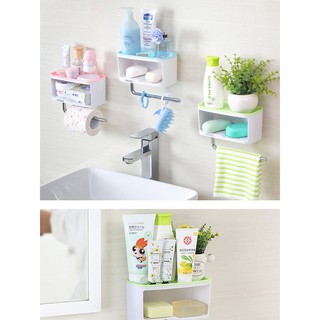 Kệ để đồ phòng tắm kèm móc khăn ecc1716