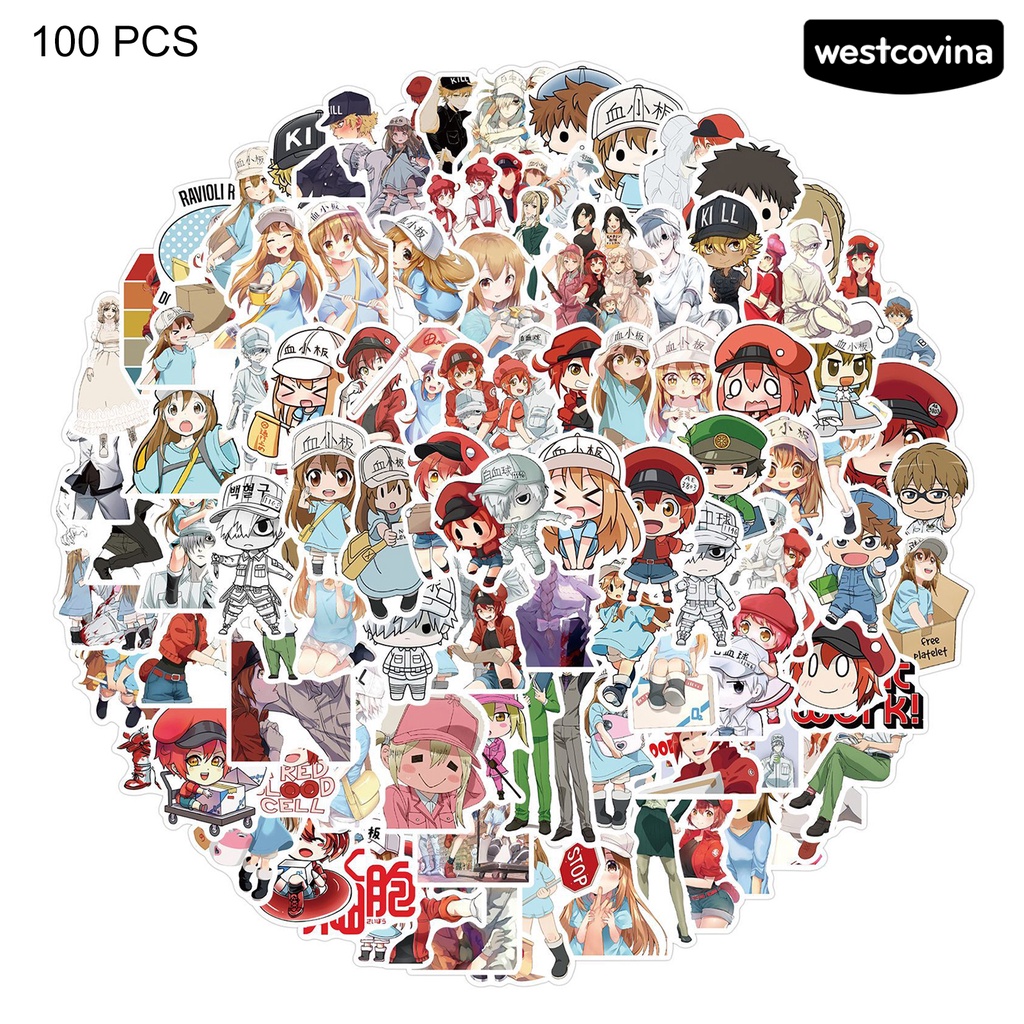 [Hot]✍Set 100 Miếng Dán Hoạt Hình Sáng Tạo Trang Trí Tủ Lạnh