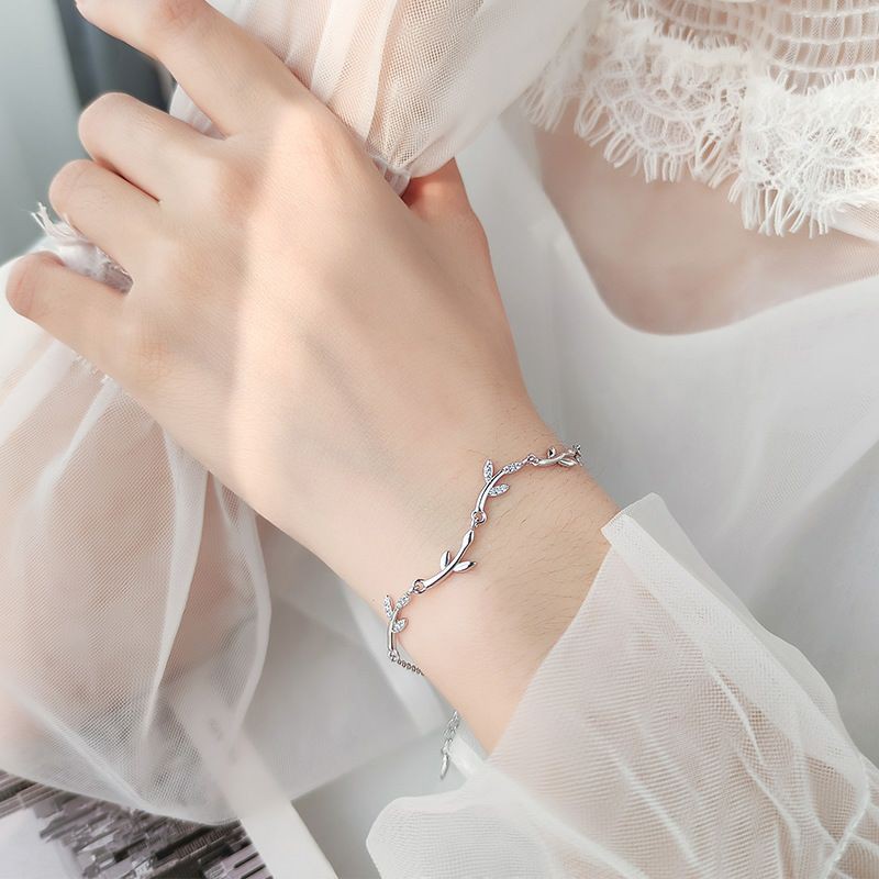 Lắc tay lá đá pha lê nhân tạo bạc s925