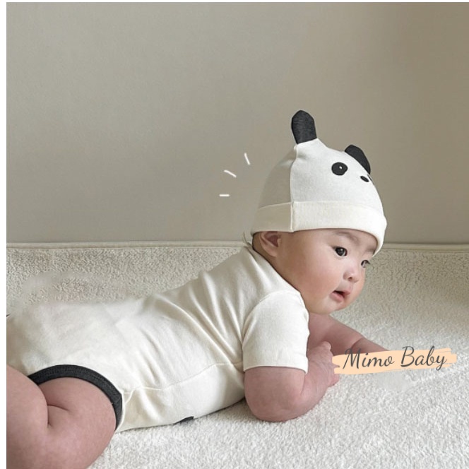 Set body chip cộc tay kèm mũ hình gấu panda đáng yêu cho bé QA22 Mimo Baby
