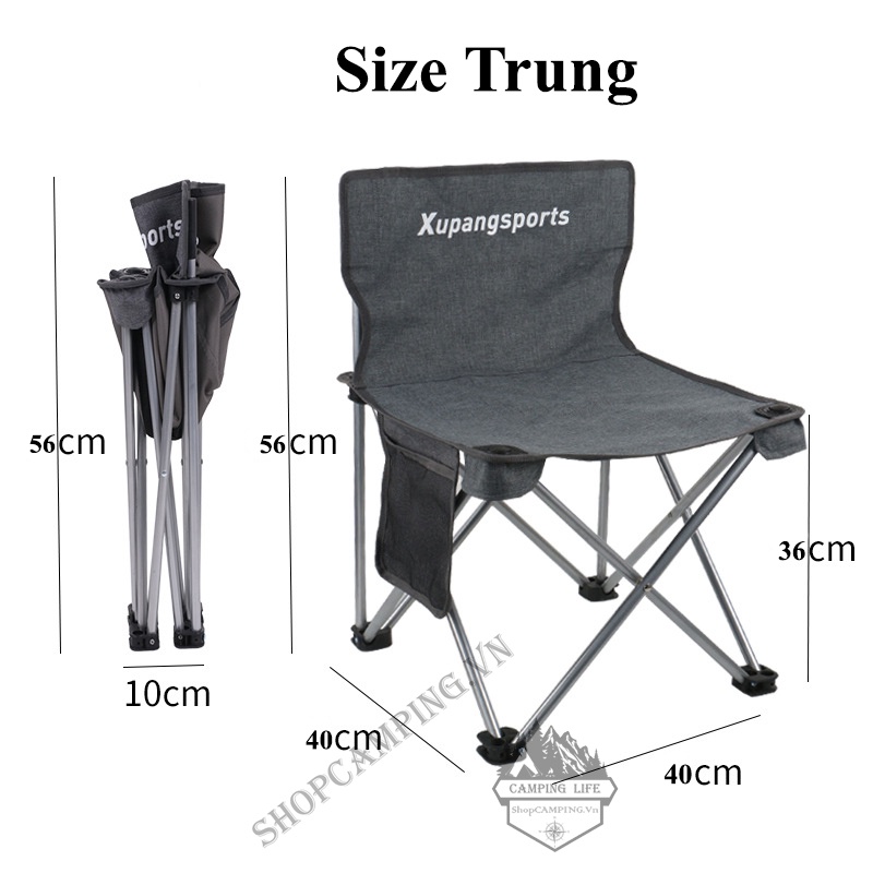 Ghế xếp gấp gọn kèm túi đựng, Ghế dã ngoại cắm trại vải dù khung nhôm cao cấp đế cao su | BigBuy360 - bigbuy360.vn