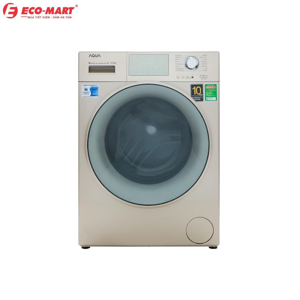 Máy giặt Aqua cửa ngang 9.5 kg màu vàng AQD-D950E.N