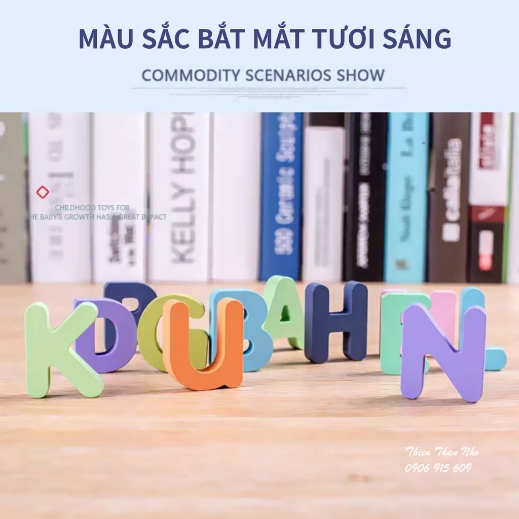 [Hàng loại 1] Bảng gỗ chữ cái, số đếm, hình học khối 3D sinh động nhiều sắc màu, đồ chơi học tập thông minh