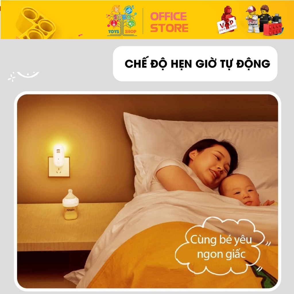 [ẢNH THẬT] Đèn Ngủ Thông Minh Có Cổng Sạc USB, 10 Cấp Độ Sáng, Điều Khiển Từ Xa Bằng Remote, Hẹn Giờ Tự Động