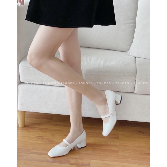 Giày thời trang da mềm gót vuông