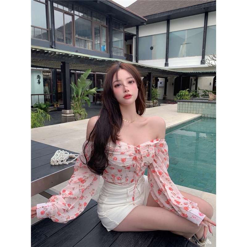 Áo Trễ Vai In Hoa Xinh XắN Cho Nữ