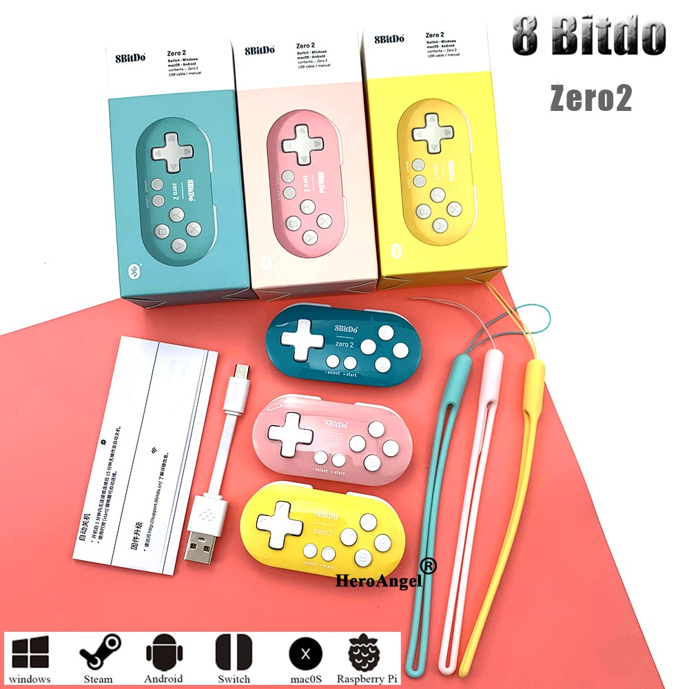 Tay cầm chơi Game 8BitDo Zero 2 kết nối Bluetooth tương thích với Nintend Switch Windows Android macOS Mini