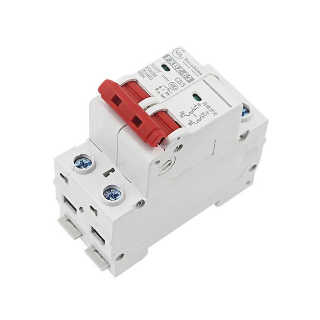 Bộ ngắt mạch CB điện một chiều cầu dao cho Solar Năng Lượng Mặt Trời FXBZ-63/2P DC 1000V 16A 32A 63A