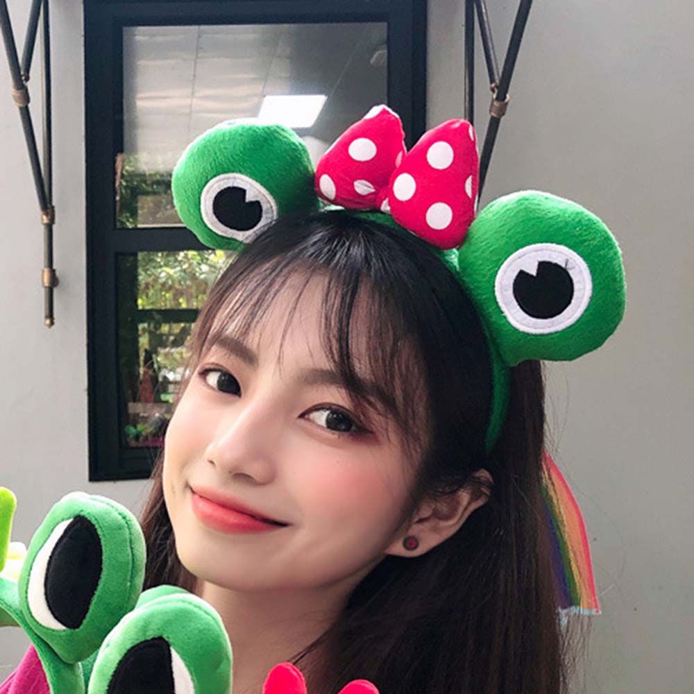 Băng Đô Cài Tóc Vải Bông Đính Nơ Họa Tiết Chuột Minnie Dễ Thương Cho Nữ