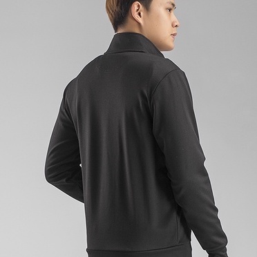 Bộ quần áo nam thu đông Aristino áo khóa kéo dáng Regular fit màu đen chất liệu polyester ALH002W8