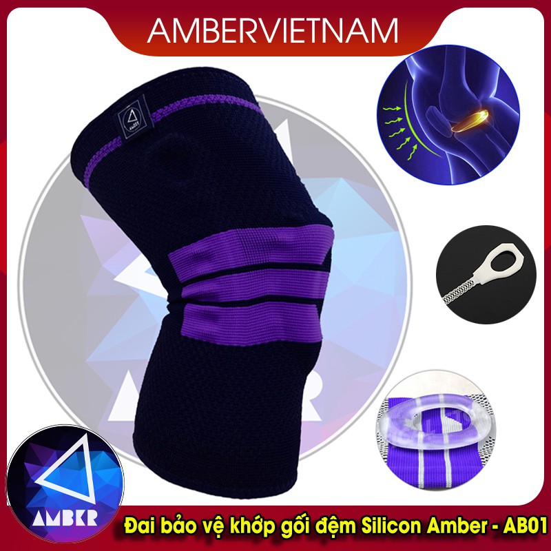 Đai Bảo Vệ Khớp Gối Amber Vietnam Đệm Silicon AB01 - Size S (1 Đôi)