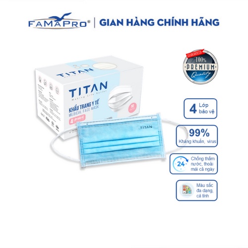 Khẩu trang y tế 4 lớp KTYT TITAN  - Dòng cao cấp Famapro - Bảo vệ hô hấp - Bsafe
