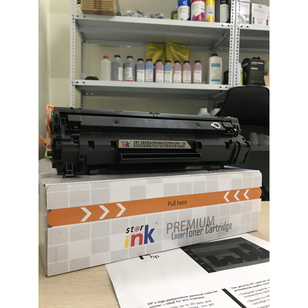 Hộp mực Star-ink 35A/85A dùng cho máy in HP, Canon Có lỗ đổ mực và mực thải