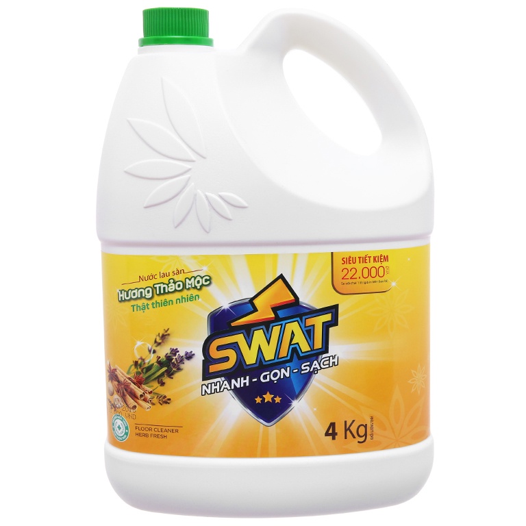 Nước Lau Sàn Nhà SWAT Đậm Đặc Hương Thảo Mộc can 4kg