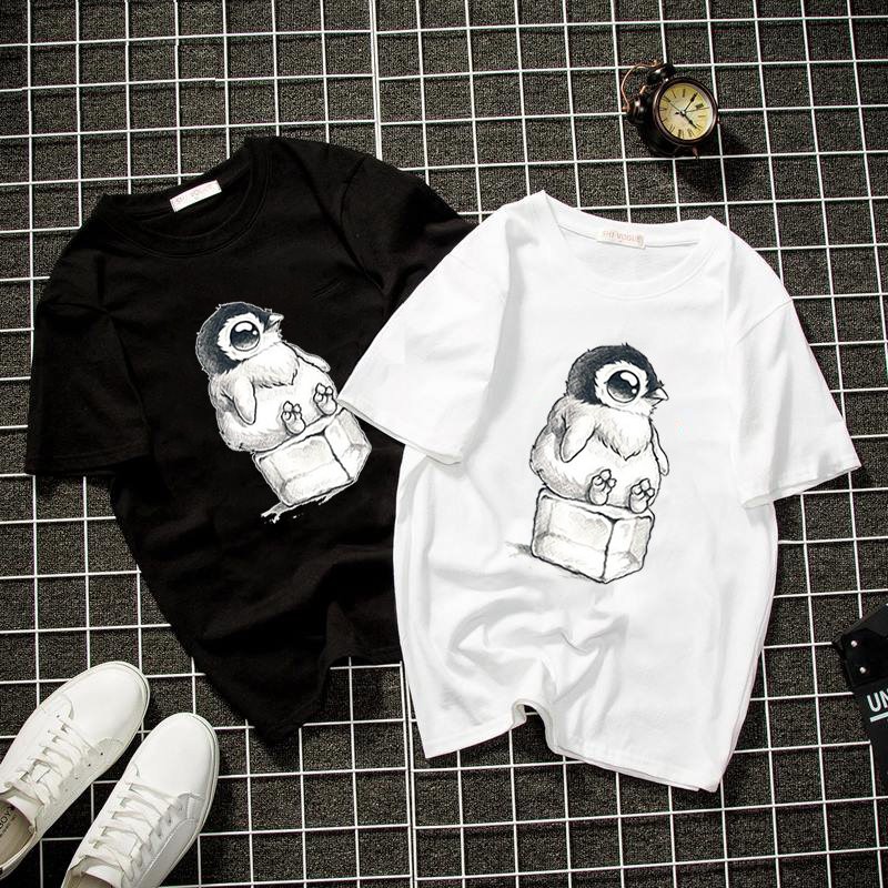 Áo thun Unisex form rộng chú chim dễ thương Hàn Quốc vải dày mịn 2019T1555