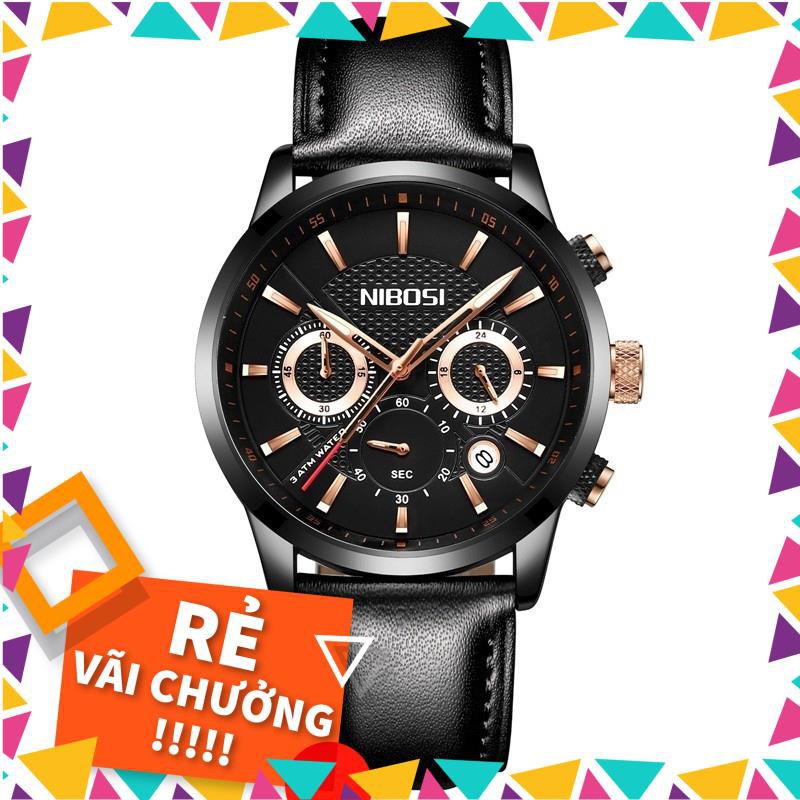 ĐỒNG HỒ NAM NIBOSI 2313(FULL BOX) DÂY DA TRƠN CHẠY FULL 6 KIM, CHỐNG NƯỚC VÀ CHỐNG XƯỚC