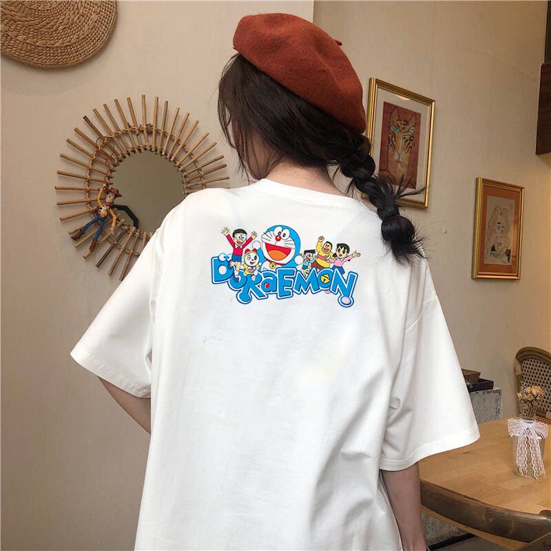 Áo thun tay lỡ nữ form rộng mèo máy dễ thương form rộng vải dày mịn 2020T1822