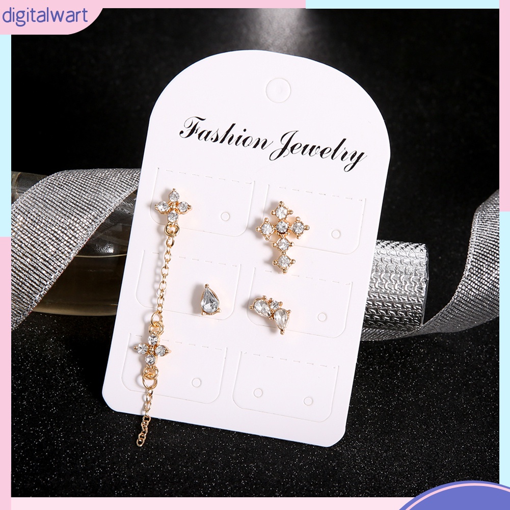 Set 4 khuyên tai đính đá kiểu dáng thời trang cho nữ