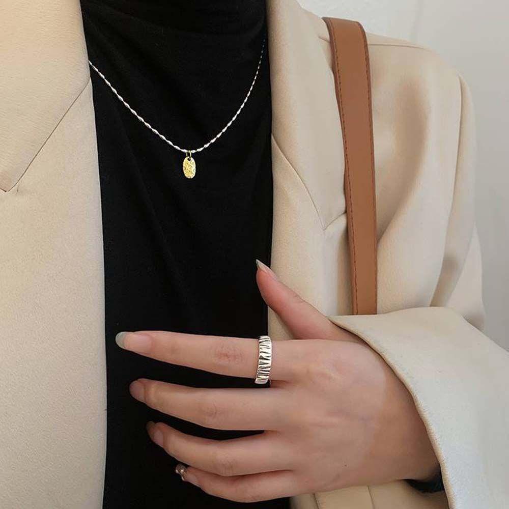 AROMA Vòng cổ Xỏ Hạt Mặt Hình Oval In Chữ Phong Cách Hàn Quốc Thời Trang Cho Nữ