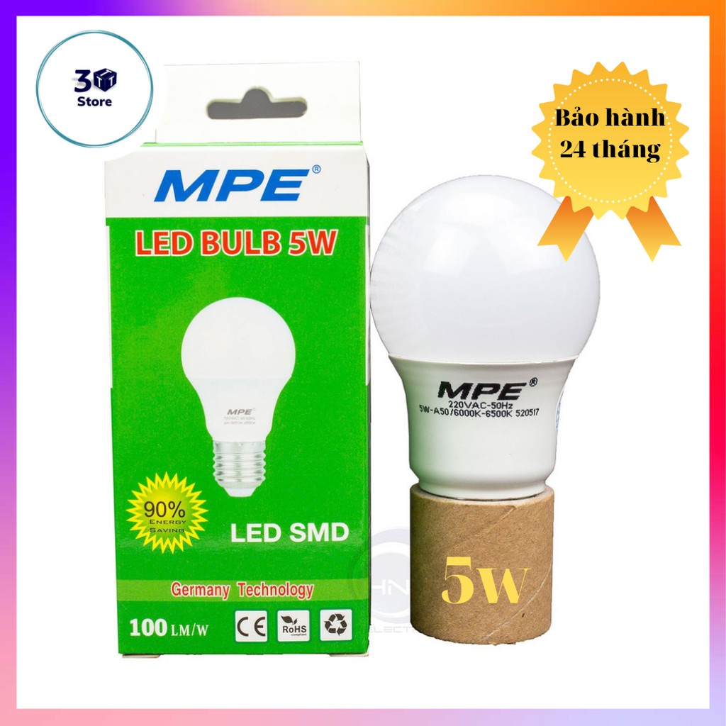 Đèn Led Bulb Chính hãng MPE, siêu tiết kiệm BH 24 tháng