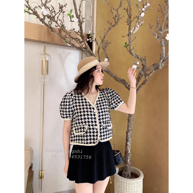 [Freeship Mặc Là Xinh] Áo Dạ Kẻ Ziczac Khuy Ngọc, Áo Dạ Viện 2 Lớp Tay Cộc ( có ảnh thật+video) | BigBuy360 - bigbuy360.vn