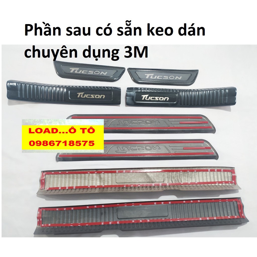 Ốp Bậc Cửa, Nẹp Bước Chân Trong Ngoài Xe Huyndai Tucson 2022-2018 Mẫu Vân Carbon Cao Cấp