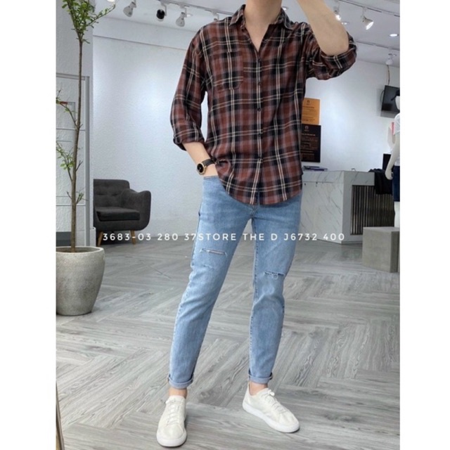ÁO SƠ MI NAM CARO NÂU ĐỎ DÀI TAY FORM CHUẨN CHẤT COTTON THOÁNG MÁT VS06 N&CSHOP | BigBuy360 - bigbuy360.vn