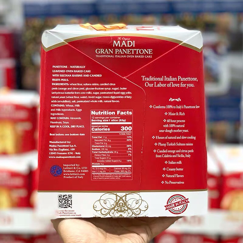 Bánh Ý MADI GRAN PANETTONE Nhân Nho Và Trái Cây 1kg - Thơm Ngon Mềm Xốp
