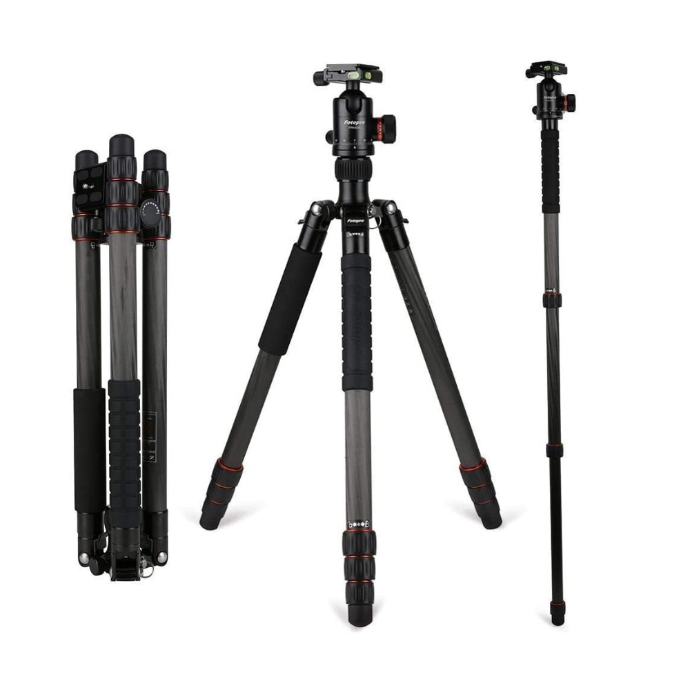 Tripod chân máy ảnh chuyên nghiệp Fotopro X-GO FPH-42Q làm từ sợ Carbon có thể tải 8kg cao 1m44 (phiên bản giới hạn)