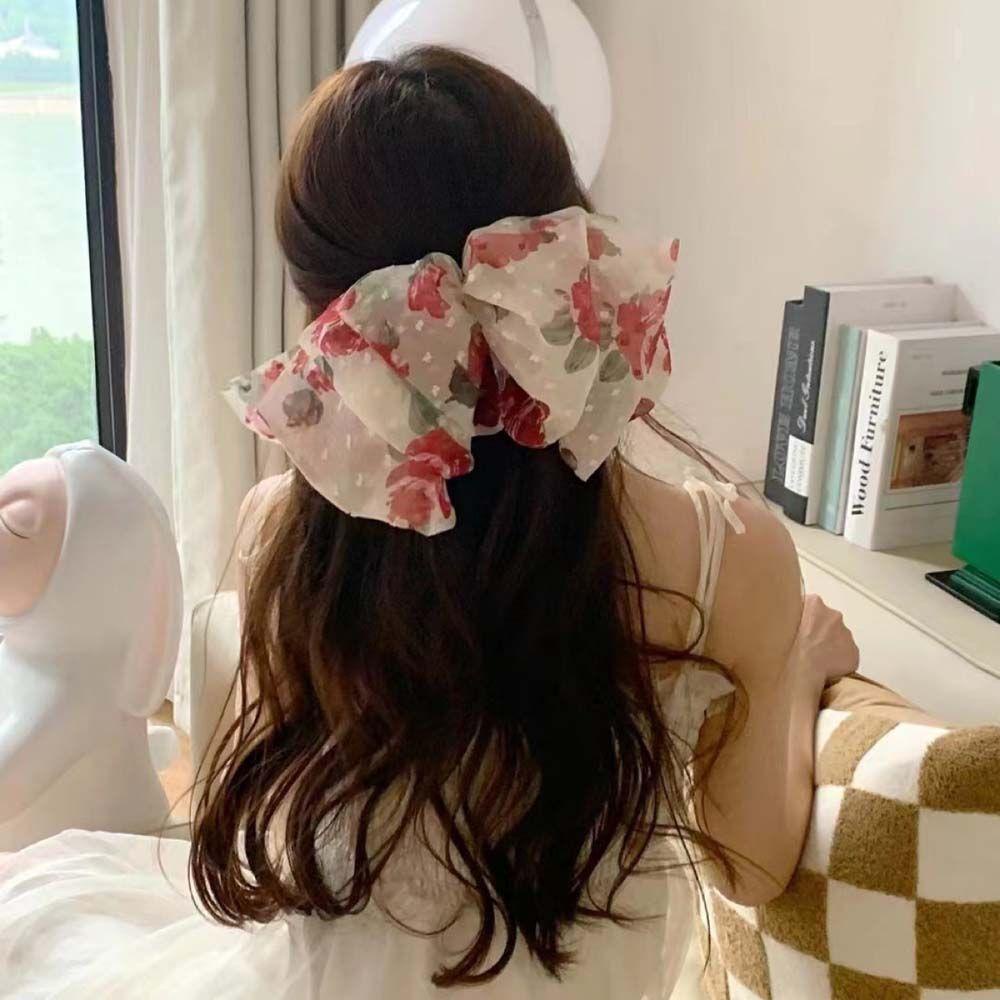 Kẹp Tóc Nơ Lớn Họa Tiết Hoa Xinh Xắn Thời Trang Mùa Hè Cho Nữ WMES15H