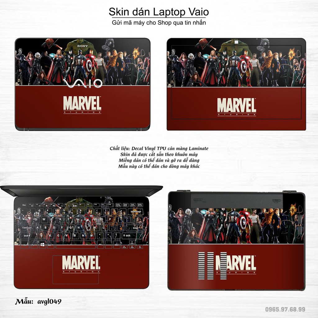 Skin dán Laptop Sony Vaio in hình Avenger (inbox mã máy cho Shop)