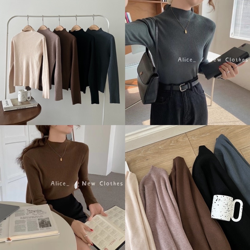 Áo mongtoghi vân dọc cổ cao _ A0357