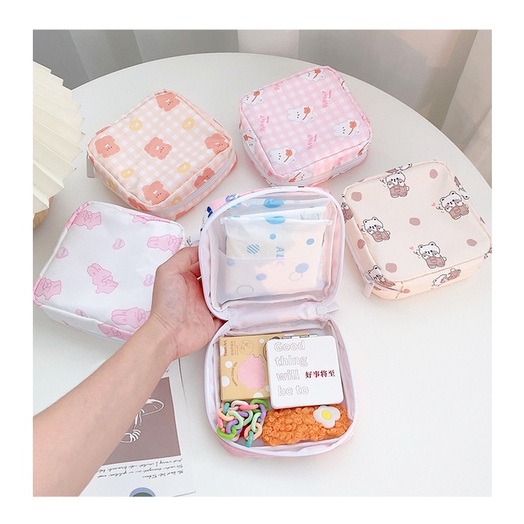 Túi đựng băng vệ sinh/mỹ phẩm phong cách Hàn Quốc xinh xắn nhỏ gọn chống thấm nước E1022