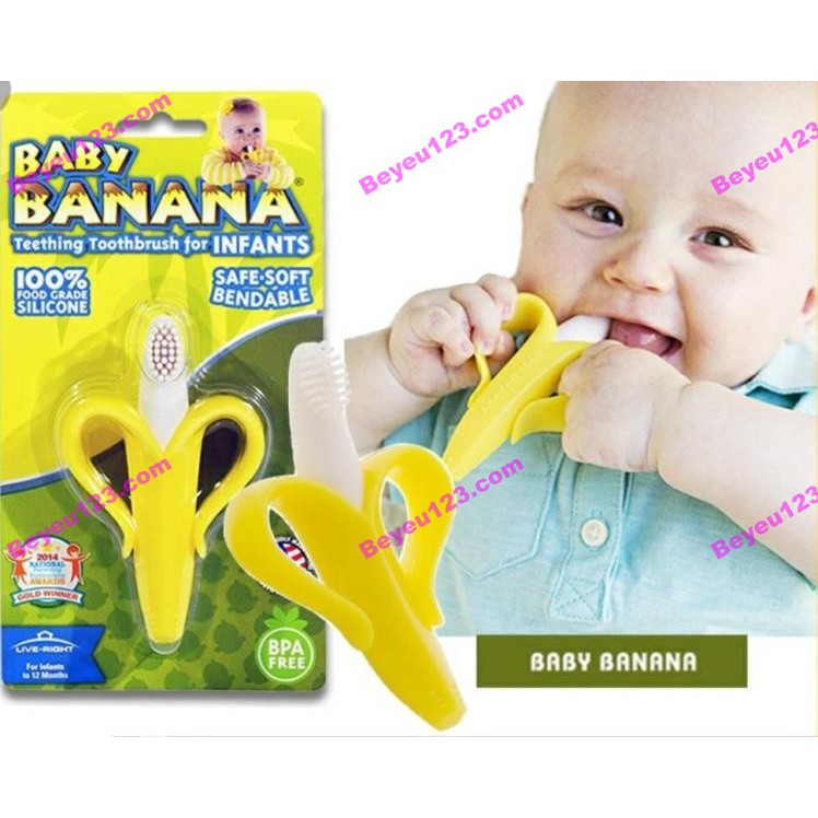 Gặm nướu chuối matxa silicone mềm an toàn cho bé Baby Banana - Mỹ