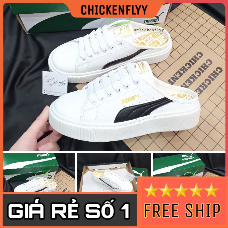 Giày dép PM TRẮNG VẠCH ĐEN ĐẠP GÓT fenty