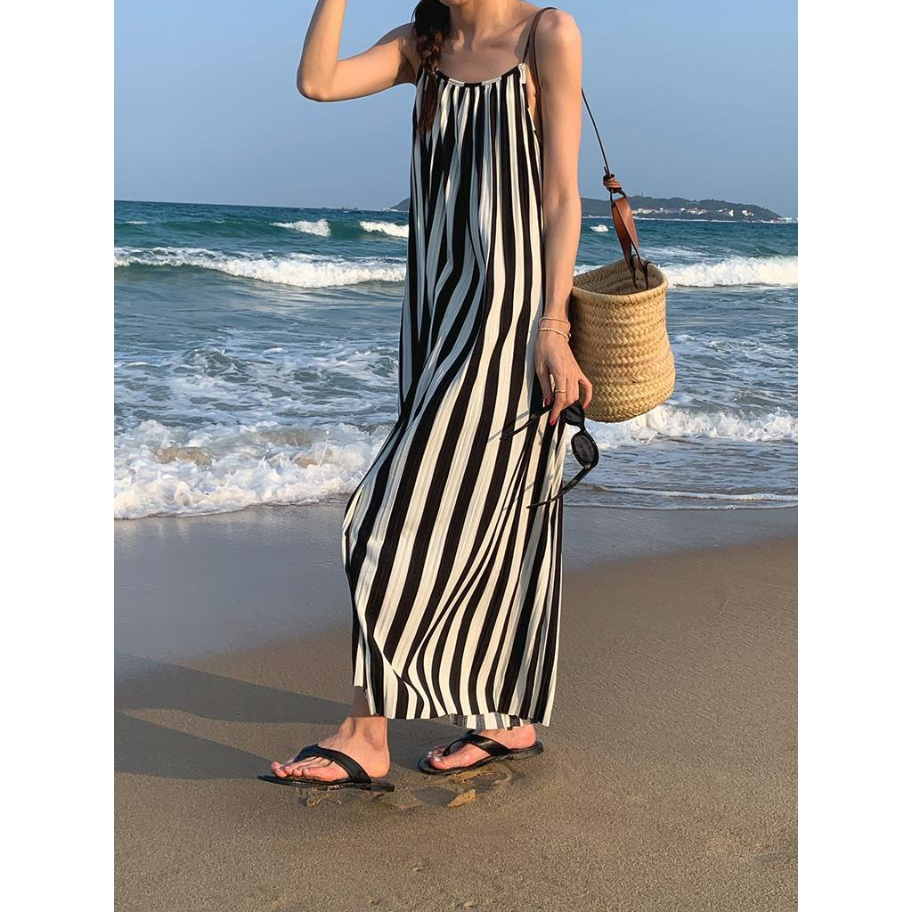 Đầm Hai Dây Dáng Rộng Họa Tiết Kẻ Sọc Thời Trang Mùa Hè 64068