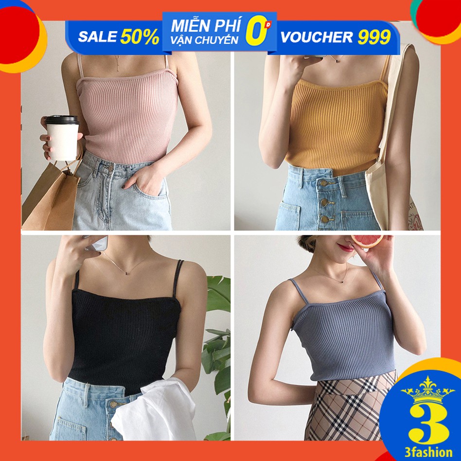 Áo Dệt Kim Hai Dây Sợi Bún Cổ U Dáng Ôm Tôn Dáng Vải Mềm Mại Thoáng Mát - MSP T36