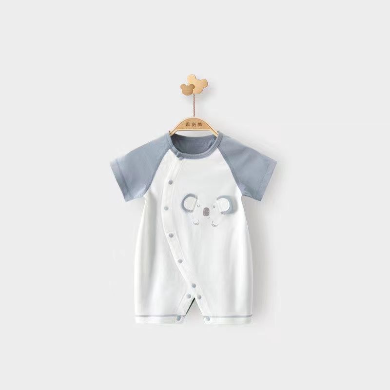 Áo Liền Quần Bằng cotton Mỏng Tay Ngắn Thời Trang Mùa Hè Cho Bé Trai 0-18 Tháng Tuổi