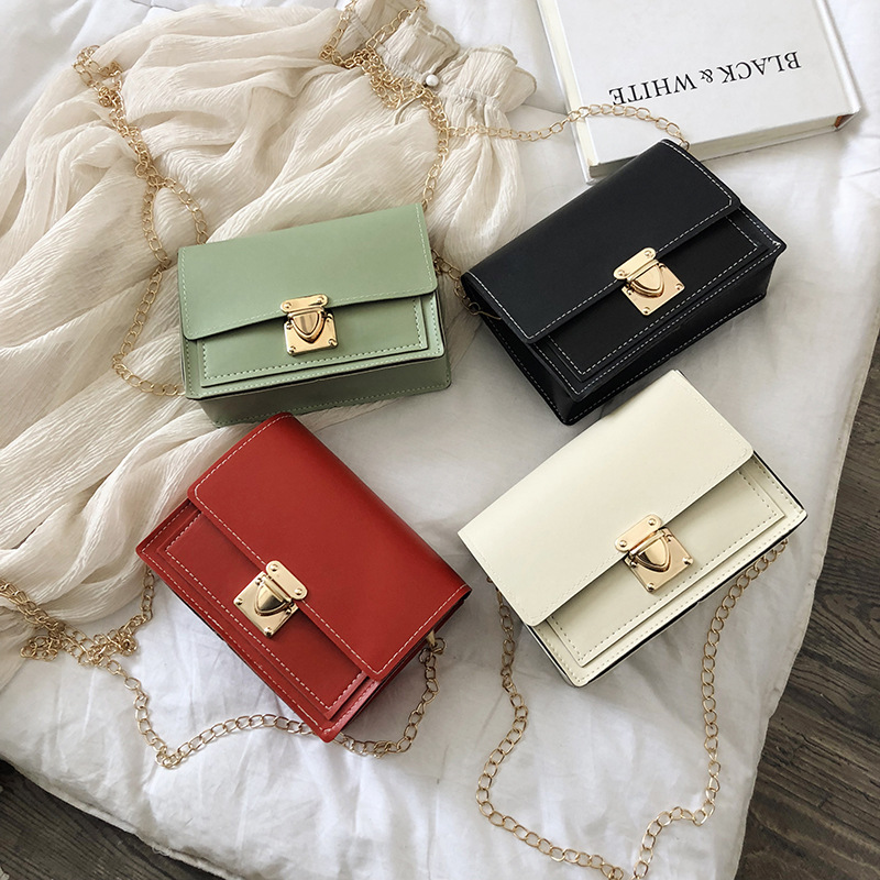 Túi đeo vai JASMIN NOIR hình vuông nhỏ phối dây xích thời trang cho nữ