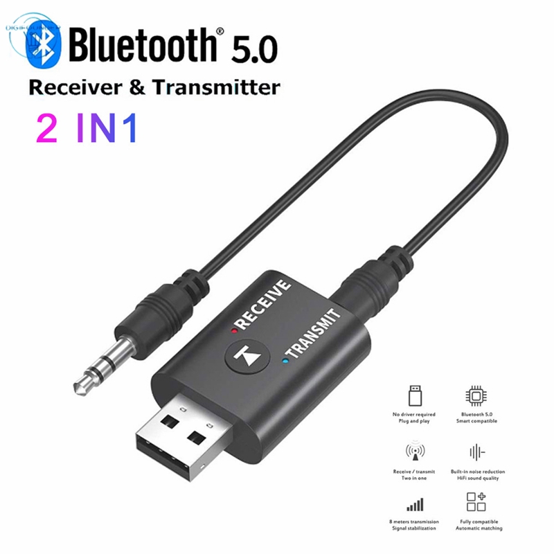 Bộ Thu Phát Tín Hiệu Âm Thanh Bluetooth 5.0 2 Trong 1 Jack Cắm 3.5mm Cho Loa Xe Hơi